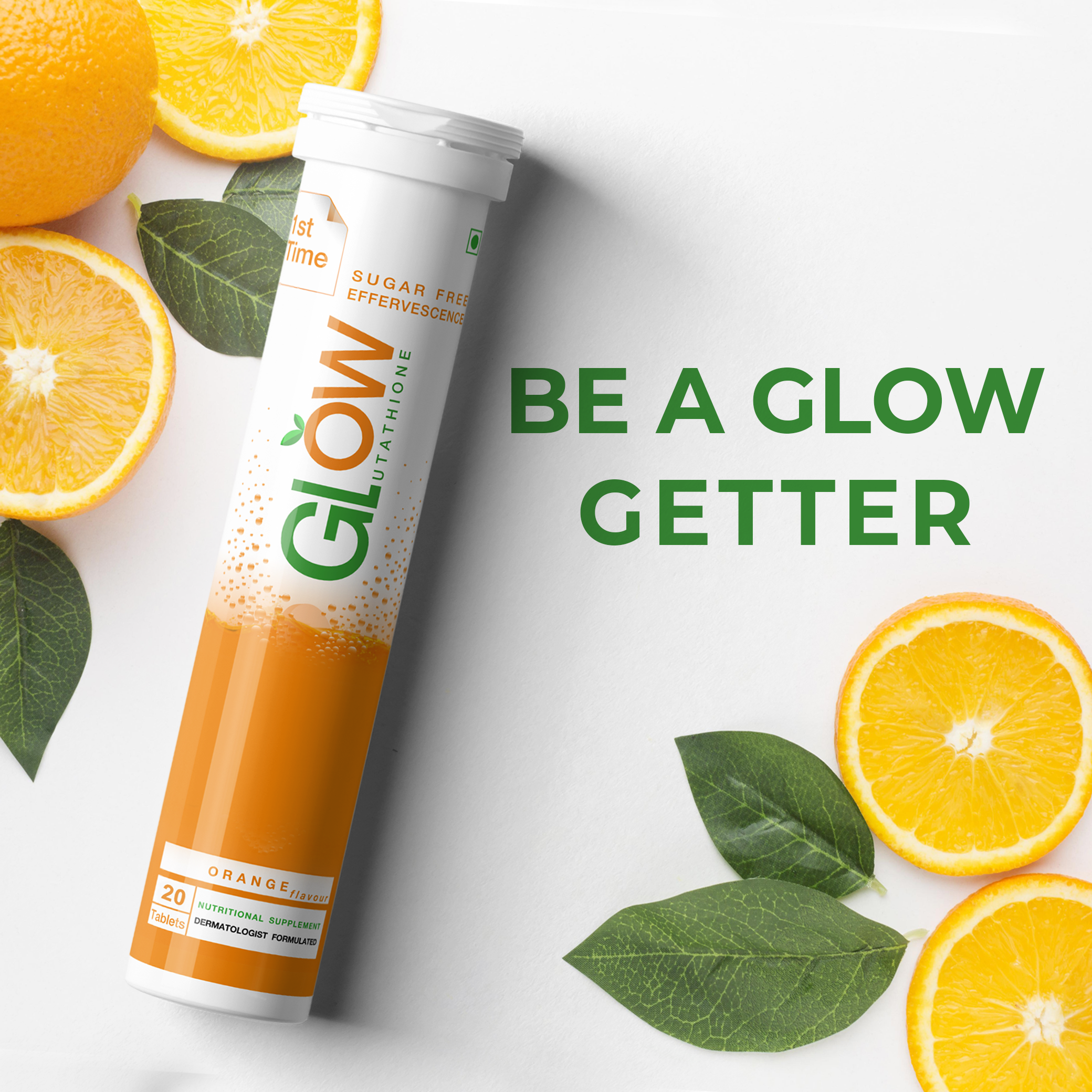 Glow Glutathione 2 in 1 L-Glutathione 500mg + Vitamin C 1000mg- 20 Effervescent Tablets