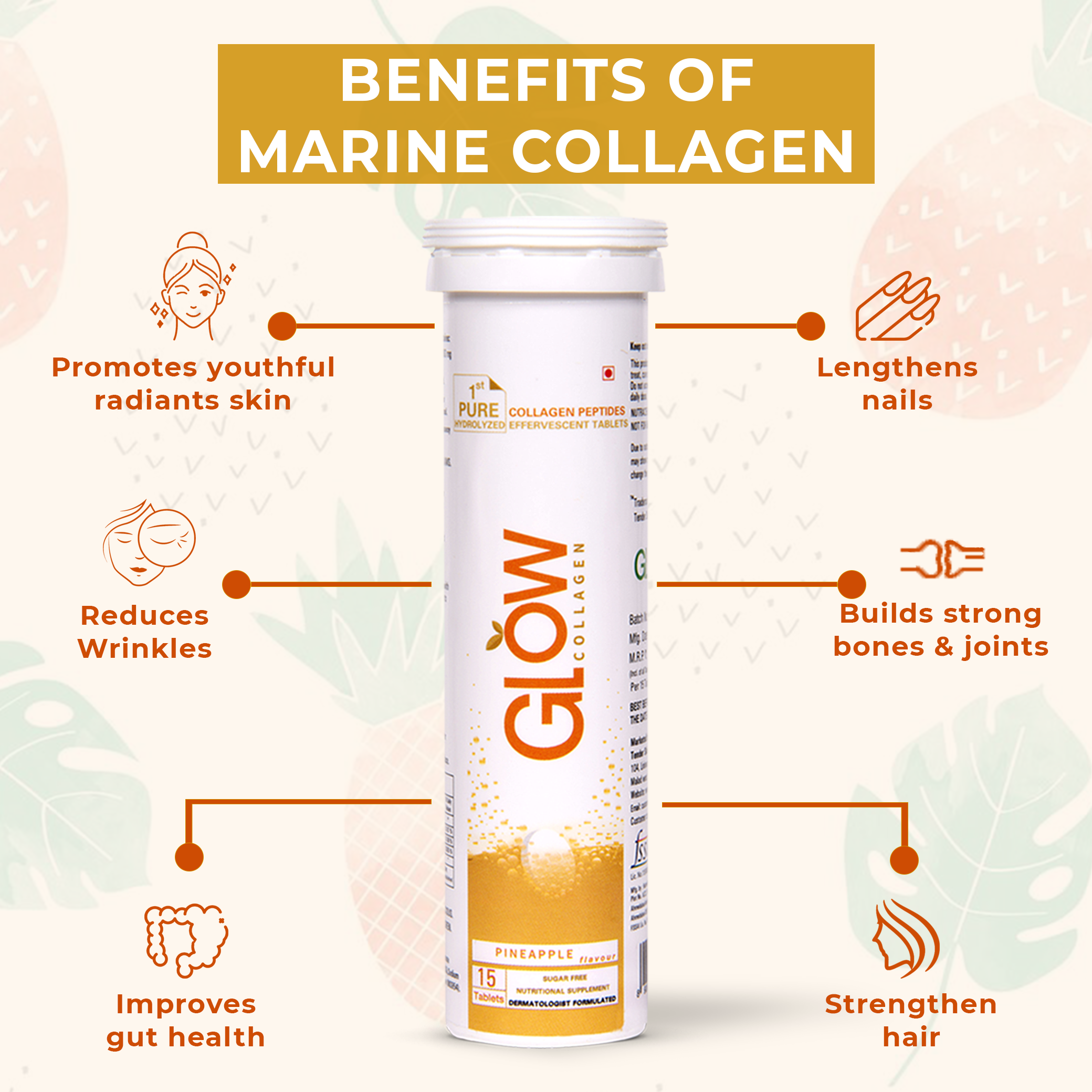 Glow Collagen 1000mg Effervescent Tablets.