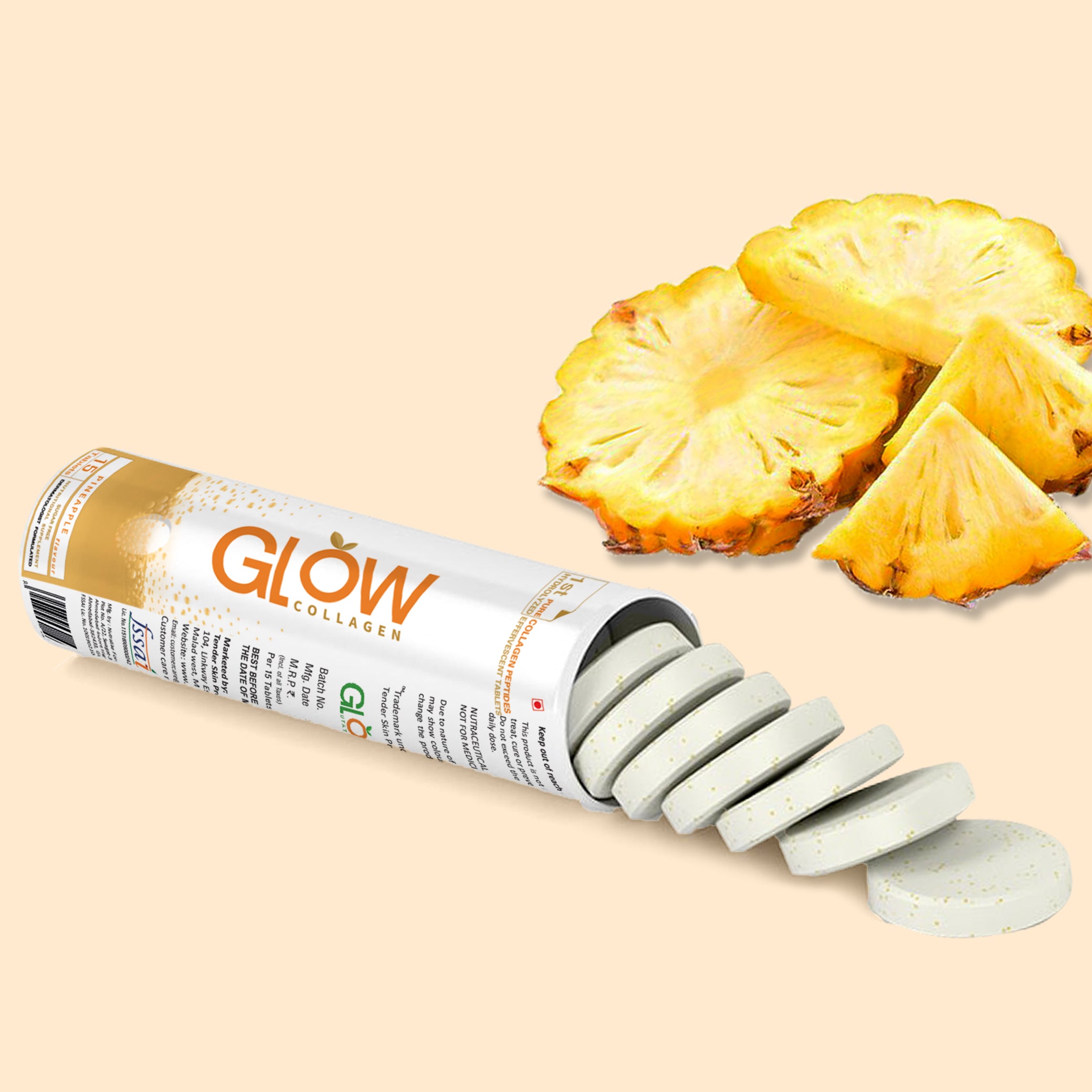 Glow Collagen 1000mg Effervescent Tablets.