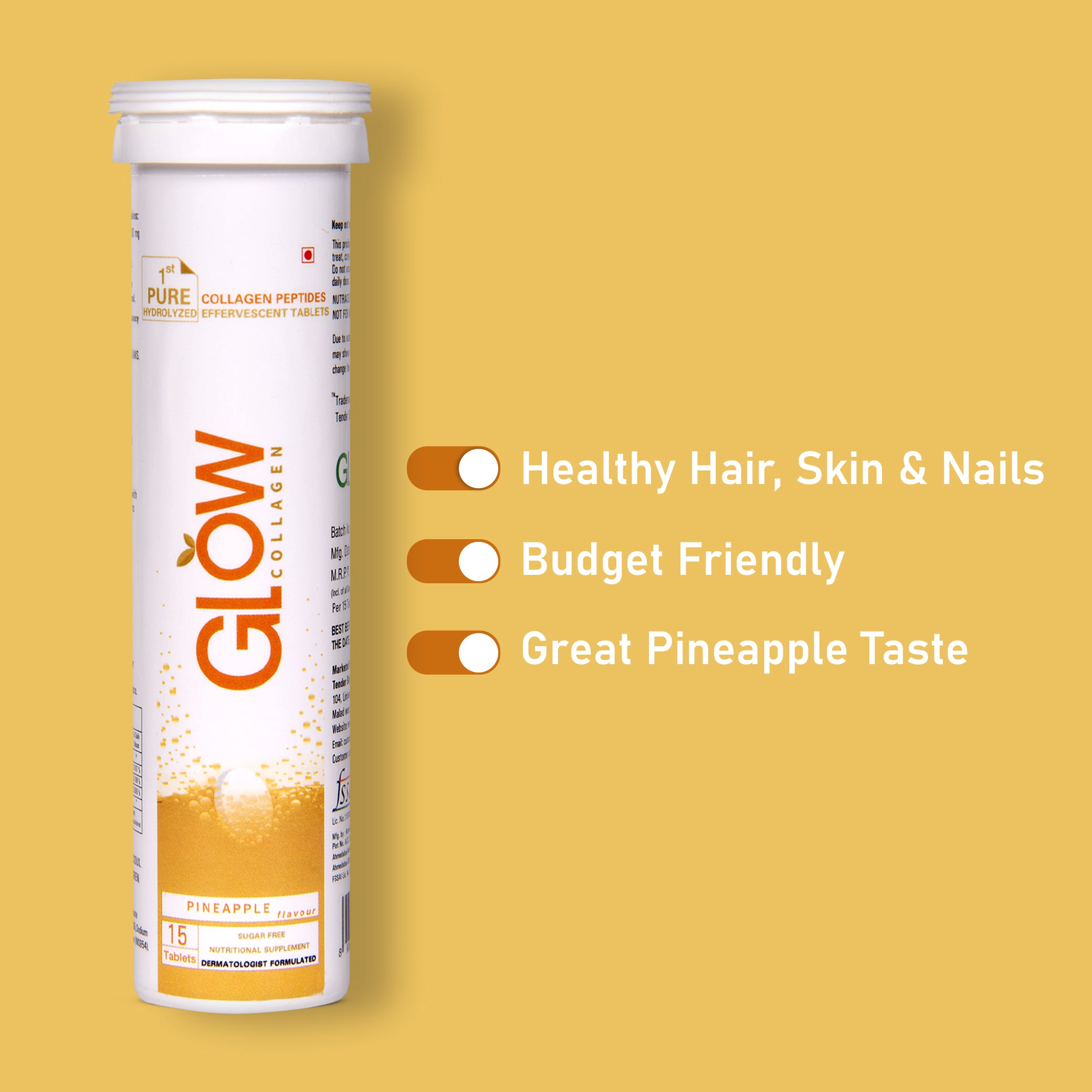 Glow Collagen 1000mg Effervescent Tablets.