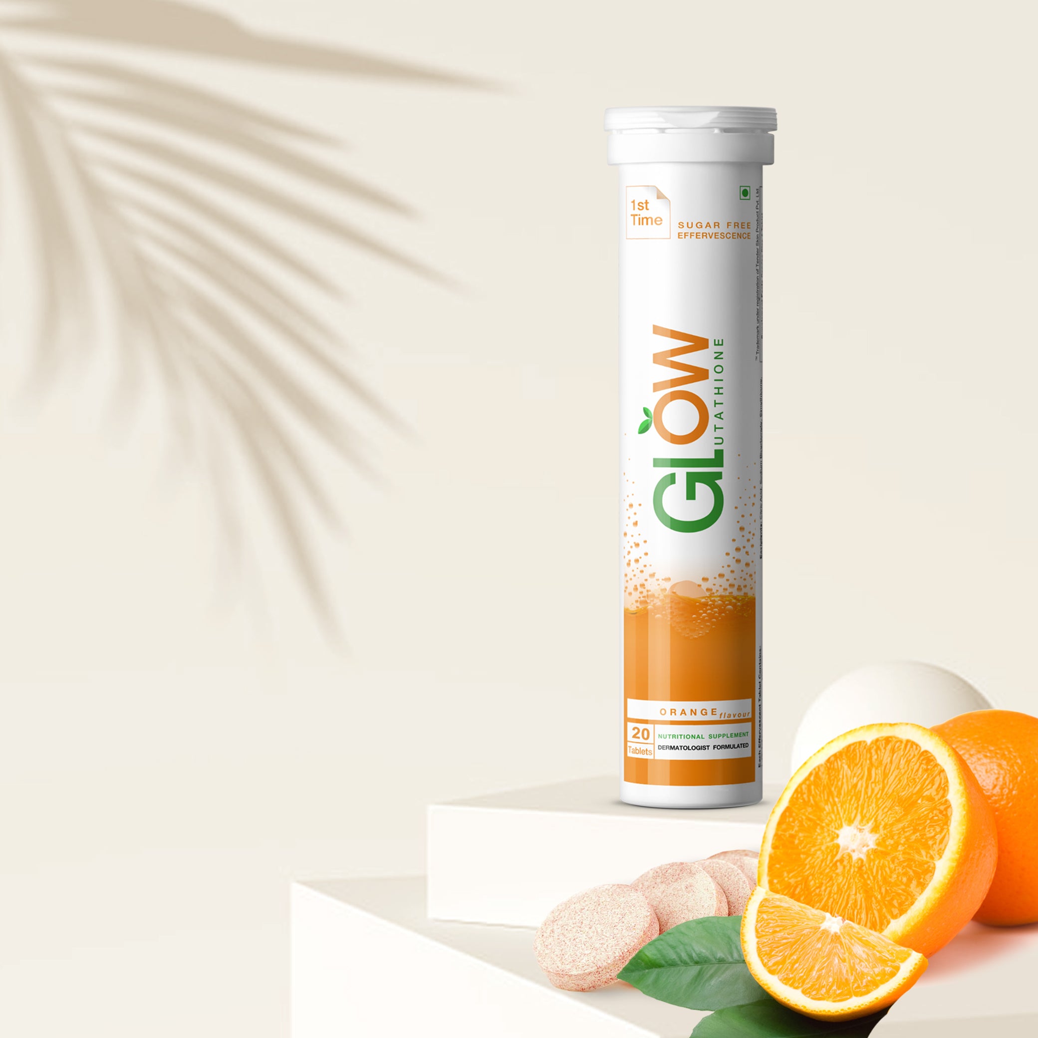 Glow Glutathione 2 in 1 L-Glutathione 500mg + Vitamin C 1000mg- 20 Effervescent Tablets