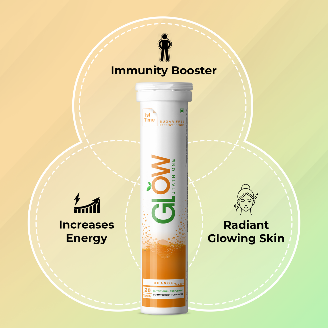 GlowGlutathione 2 in 1 L-Glutathione 500mg + Vitamin C 1000mg- 15 Effervescent Tablets , GlutaGlow Natural Crystal Luxury FootSpa At Home & GlutaGlow Soap Pack of 2