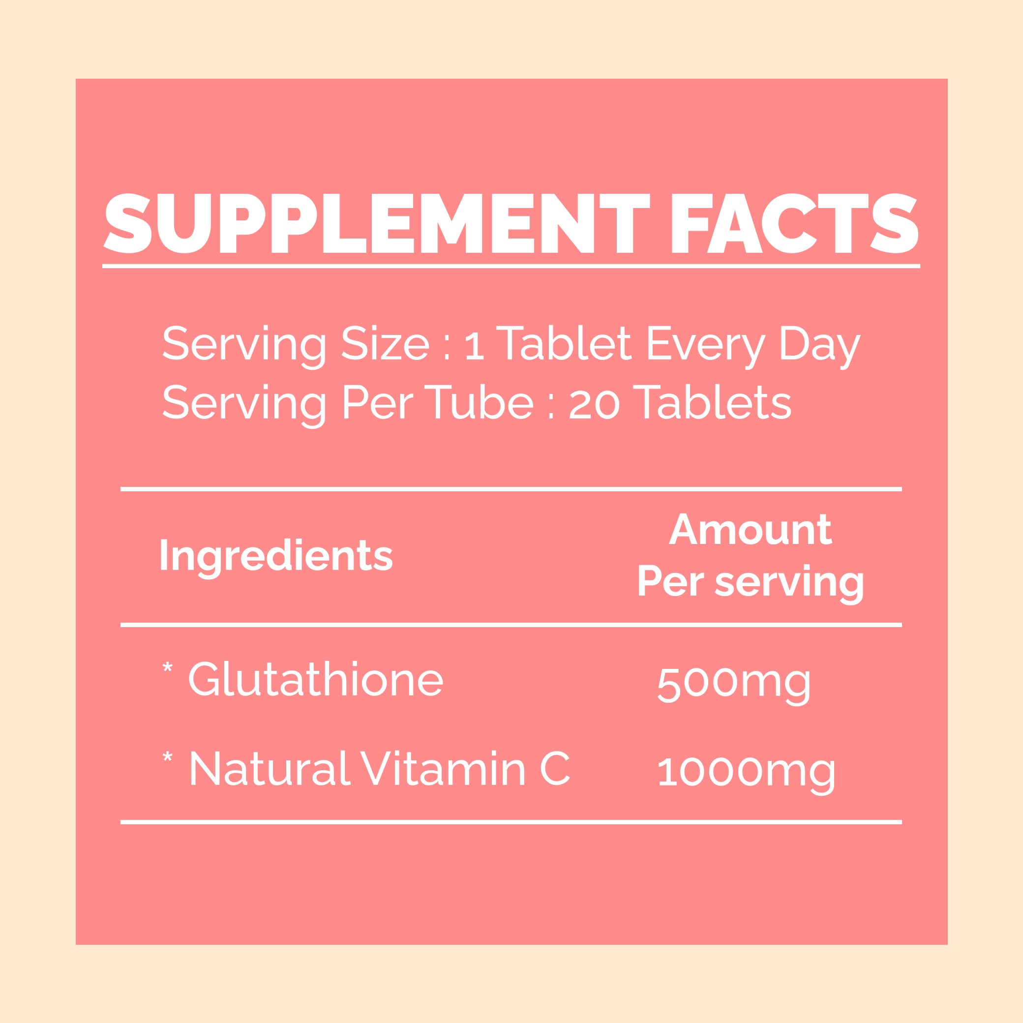 Glow Glutathione</br>2 in 1 L-Glutathione 500mg + Vitamin C 1000mg- 15 + 15 Effervescent Tablets