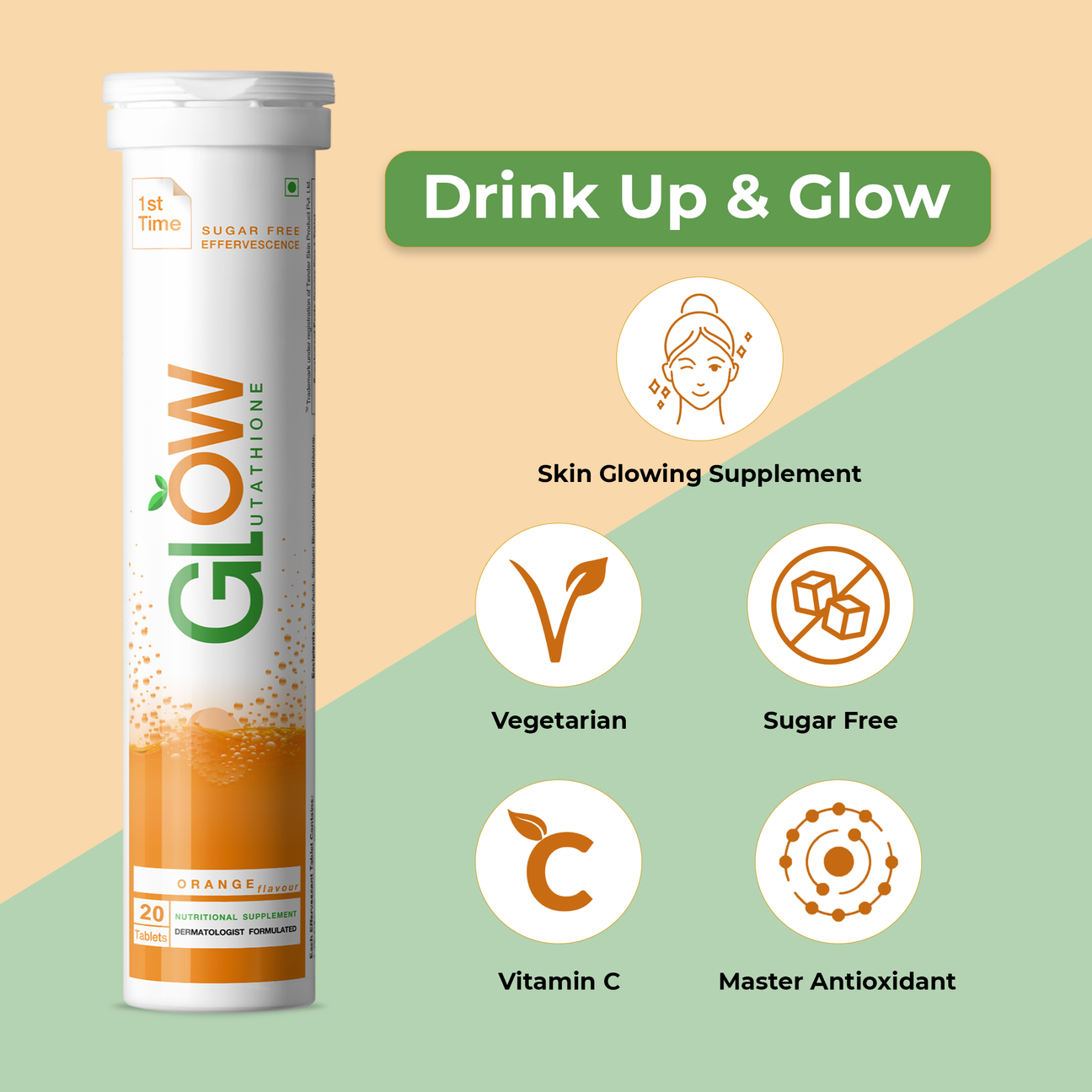 GlowGlutathione 2 in 1 L-Glutathione 500mg + Vitamin C 1000mg- 15 Effervescent Tablets , GlutaGlow Natural Crystal Luxury FootSpa At Home & GlutaGlow Soap Pack of 2